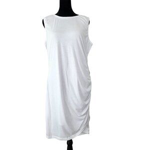 Womens Dress Size XL Casual Summer Ruched White Comfortable Vacation Cruise